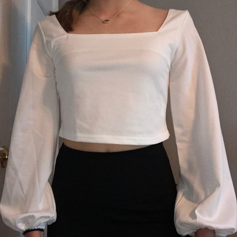 Shein white cropped blouse